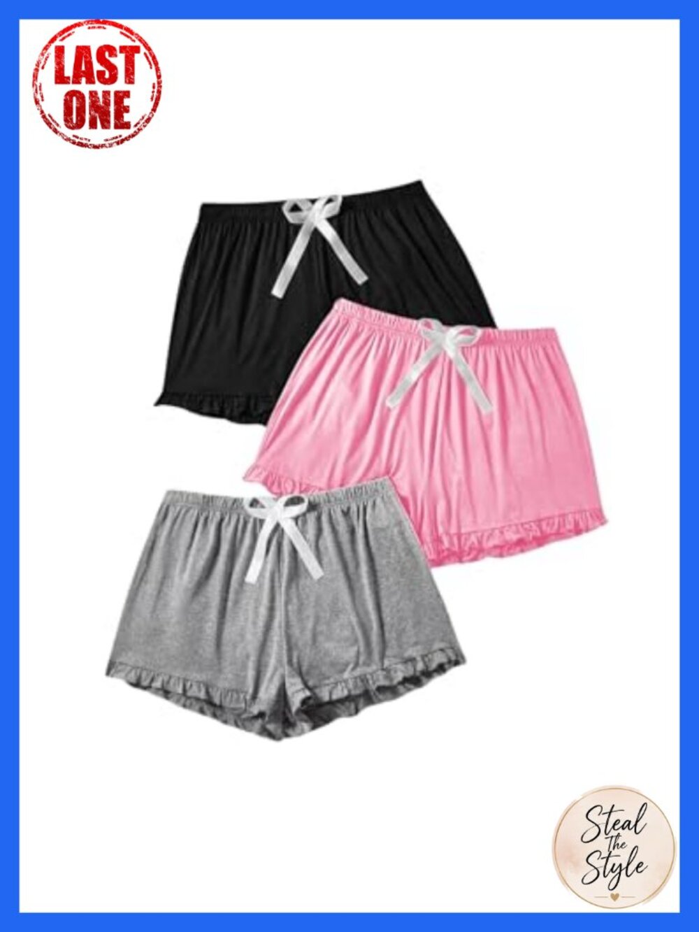 Women's Plus Size Pajama Shorts Ruffle Hem 3 Piece Sleep Lounge Set